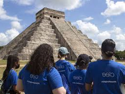 CIEE students at a pyramid